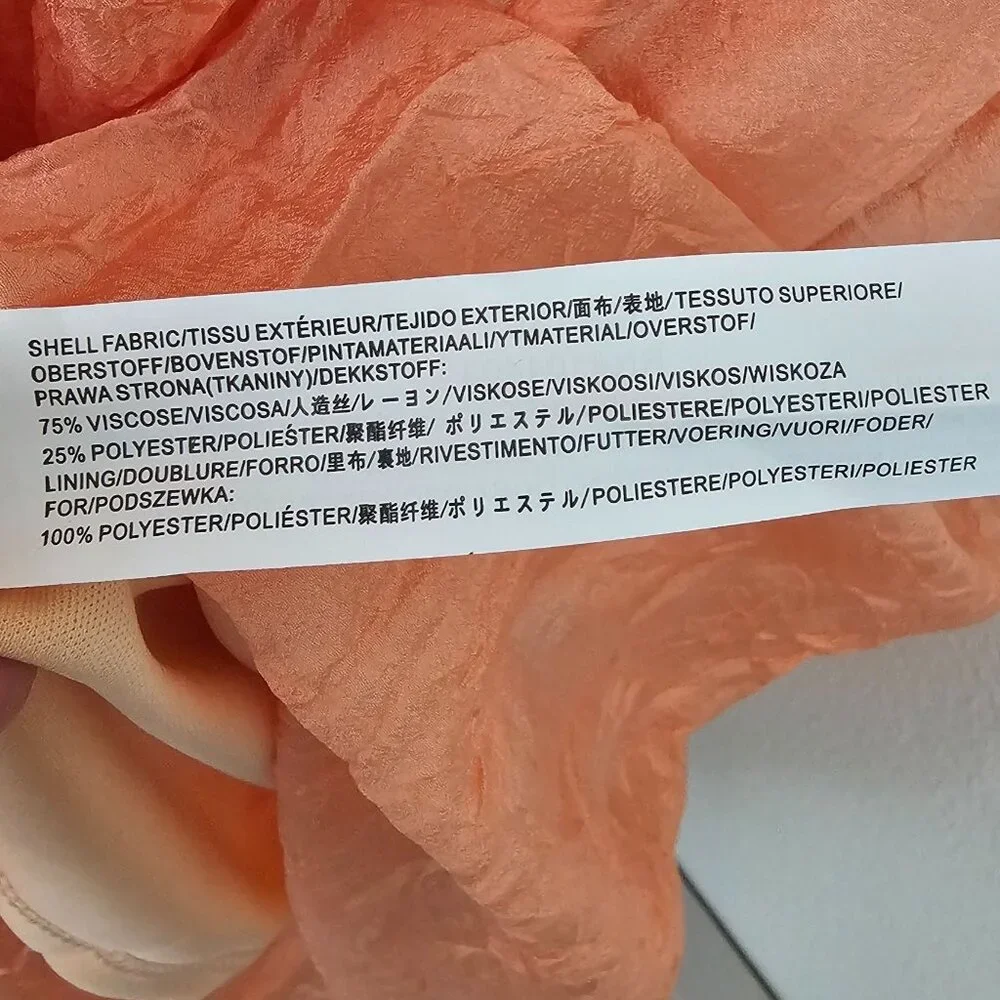 MOON RIVER Womens Sz S Puff Sleeve Tiered Back cutout Midi Dress Coral Cocktail - Picture 14 of 16